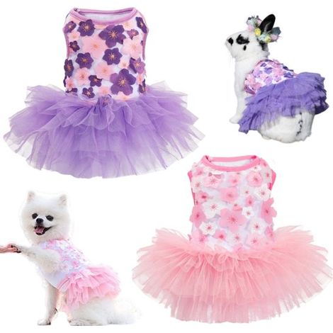 Tenues pour chiens Tutu pour chats Robes en coton Robes de fête (4535cm Rose, Violet) (1/5)