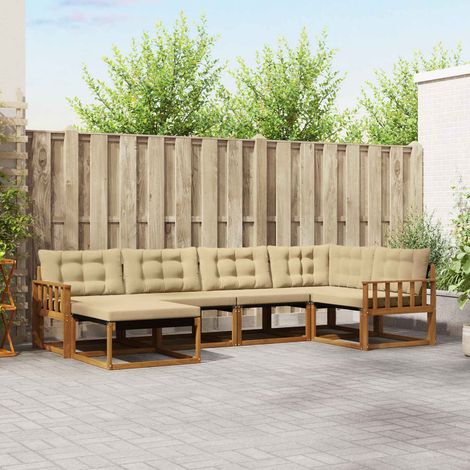 Outdoor-Sofagarnitur 6 pcs Natur und Beige Massivholz Akazie (1/5)