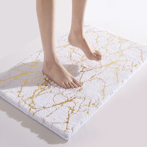 Tapis Bain Microfibre Blanc 50x80cm Antidérapant Lavable (1/5)