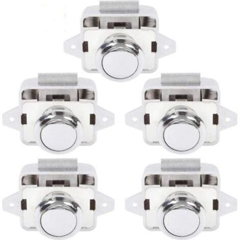Bouton Poussoir Camping Car - Serrure Loquet Porte Fermeture Placard Bouton pour RV caravane de moteur 5 pièces Argent