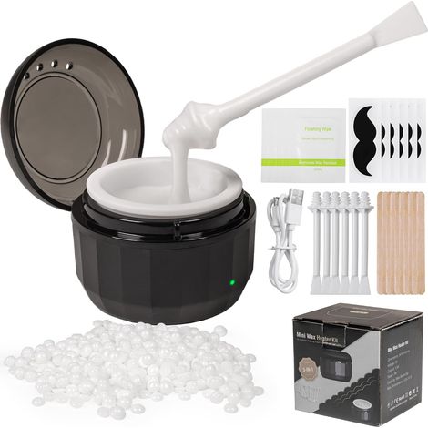 Kit de cire pour poils du nez, avec mini machine à cire, épilateur pour nez, oreilles et sourcils, chauffe-nez portable avec chauffage rapide USB-C, perles de cire et applicateurs (1/5)