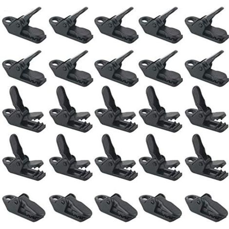50 unidades/bolsa de clips negros para tiendas de campaña, abrazaderas resistentes al viento para toldos, clips de plástico para cuerdas de toldo, fijaciones para tiendas de campaña de camping para us (1/5)