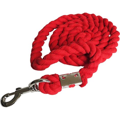 Rênes d'équitation, licol de compétition, longe épaisse en coton tressé avec boucles pivotantes, rouge résistant. (1/4)