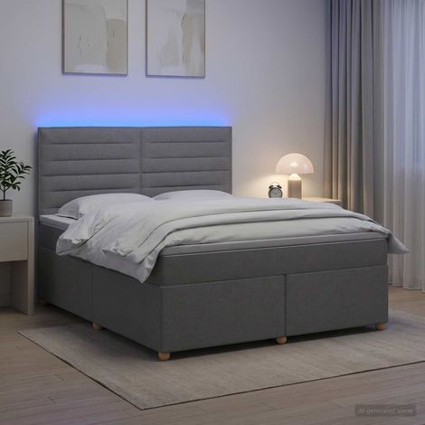 Cama box spring con colchón Gris Claro 140 x 200 cm Tela (1/5)