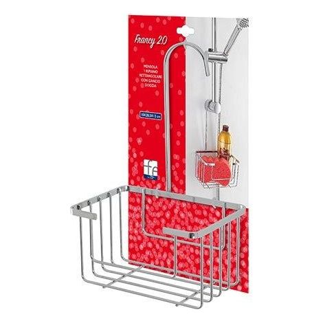 Mensola rettangolare francy Feridras 1 ripiano con gancio doccia cromo 18x28,5x12cm