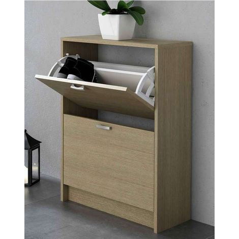 Mueble Zapatero Manila con 2 trampones en roble. 60 cm(ancho) 81.6 cm(altura) 25 cm(fondo) (1/2)