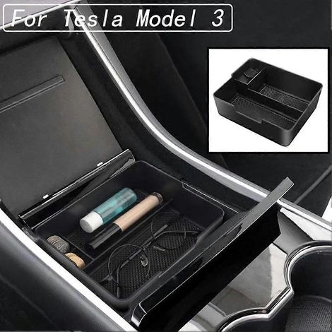 Boîte de rangement principale pour accoudoir de voiture Tesla Model 3 2017-2020 - Boîte de rangement antidérapante pour boîte à gants - Accessoires auto (1/5)
