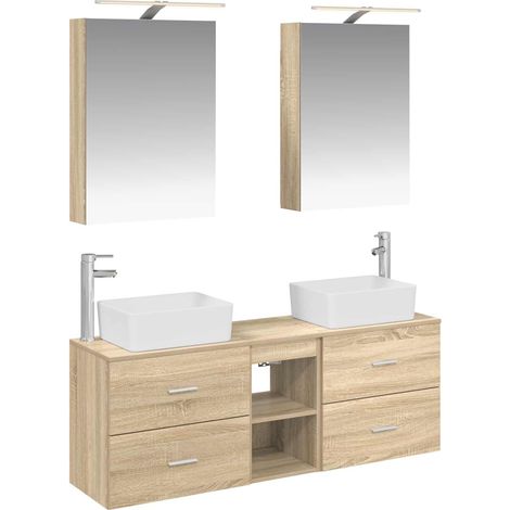 Ensemble de mobilier de salle de bain 5 pcs Chêne Sonoma vidaXL (1/5)