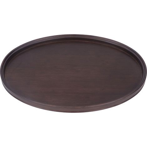 Plateau rond en bambou décoratif et multifonctionnel, couleur noyer, idéal pour servir le thé, les boissons et les aliments.