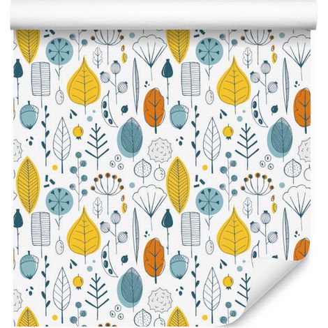Skandinavische Blättertapete für Wohn- und Schlafzimmer, 50 x 1000 cm (1/5)