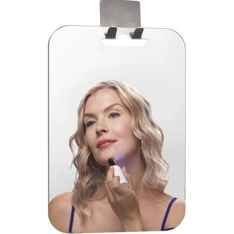Shower mirror, shaving mirror for bathroom, travel mirror, camping mirror, door mirror, double hook 28 cm x 19 cm (1/5)