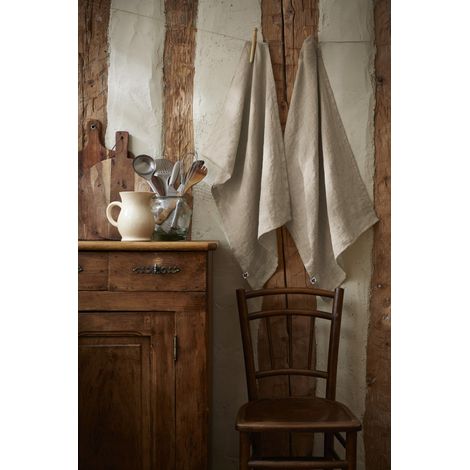 Lot de 2 essuie-mains "Soline" 50 x 70 cm Lin lavé - Soline Sable - Soline Sable -