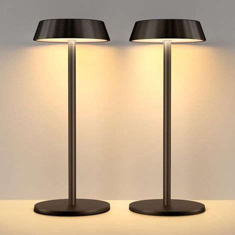 Lot de 2 lampes de chevet LED lampe de nuit sans fil tactile 3 couleurs intensité variable portable rechargeable pour chambre et salon (1/5)