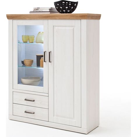 Highboard BRASILIA-05 Esszimmer Vitrine in Pinie Aurelio & Grandson Oak. Nb. - B/H/T: 118/142/40cm (1/5)