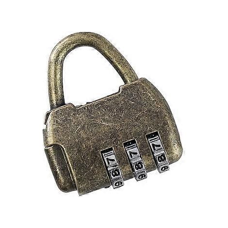 Vintage-Zahlenschloss – 3-stellig – 4,3 x 3,5 x 1,2 cm – Gold (1/5)