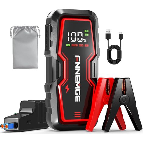 Booster Batterie, 9000A 26800mAh de Courant de Pointe, 12V Démarreur de Voiture (jusqu'à Tout Le Essence et 10,0L Diesel), Jump Starter avec Port de Charge USB, lumière LED, HD Écran Large. (1/5)