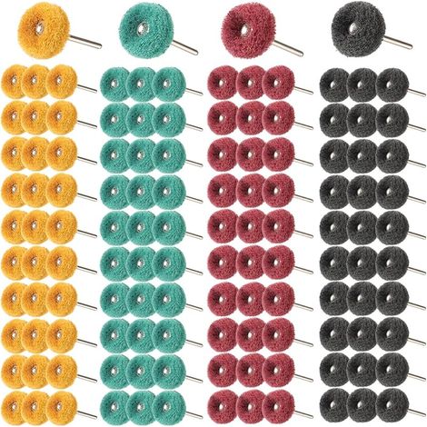 Lot de 120 Roues de Polissage Abrasives 25 mm, Grain 80/150/240/400, Accessoires de Polissage pour Outils Rotatifs Dremel (1/5)