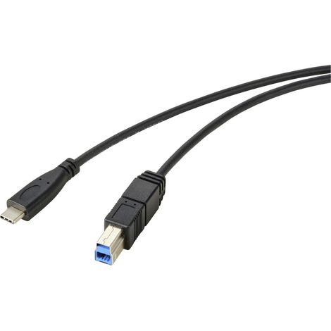 Renkforce USB-Kabel USB 3.2 Gen1 USB-C® Stecker, USB-B Stecker 1.80 m Schwarz Gesamtschirm RF-57204 (1/3)