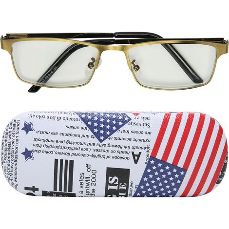 Lunettes de lecture anti-lumière bleue pour hommes et femmes, monture métal bronze portable (+100) pour personnes âgées presbytes (1/5)