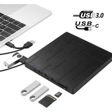 Graveur DVD/CD externe, lecteur de disques optiques 7 en 1 (1/5)