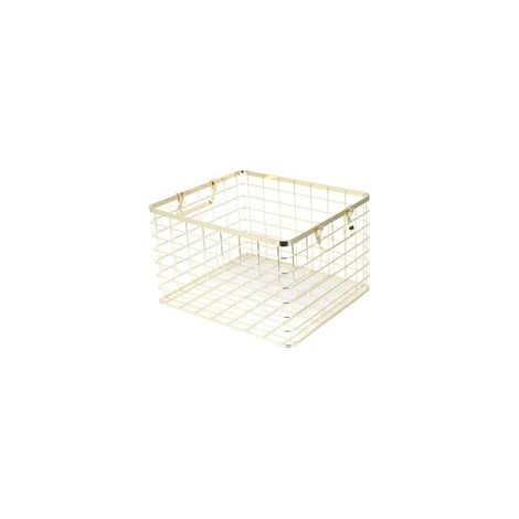 Panier de rangement en fil métallique doré, panier à linge en acier inoxydable avec poignée, adapté pour chambre, débarras et cuisine - Crezuo