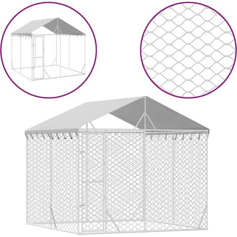 Jaula para perrera exterior para perros con techo plateado 3 x 3 x 2,5 m Plata 020041899