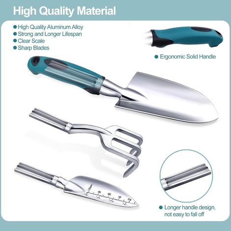 Set di attrezzi da giardino, utensili manuali da giardino da 7 pezzi, set da giardinaggio resistente alla ruggine con custodia resistente, impugnatura ergonomica antiscivolo, regali di giardinaggio id (1/4)