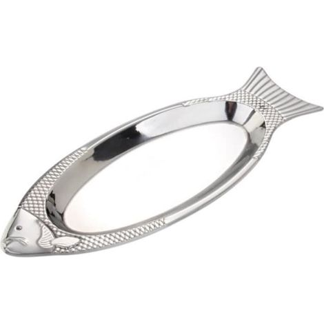 1 pièce assiette à poisson en acier inoxydable, plateau de service rectangulaire avec rainures, ustensile culinaire résistant pour cuisson vapeur et présentation (1/5)