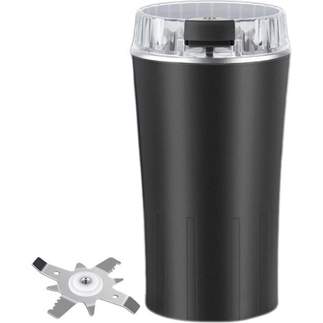 Kleine Pulvermühle, elektrische Gewürzmühle, 8 Edelstahlklingen, zum Mahlen von Kaffeebohnen, Pfeffer, Getreide, Gewürzen, Nüssen usw., USB-Stecker (schwarz).