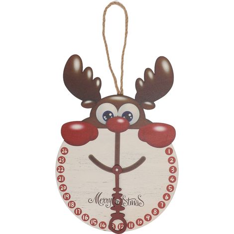Weihnachts-Countdown-Uhr aus Holz, Hängeleuchte aus Schilfrohr, Wanddekoration für Wohn-/Schlafzimmer (1/5)