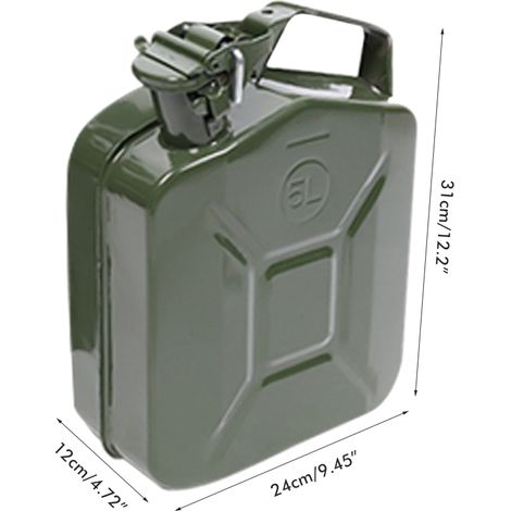 Bidon d'essence 5L/10L Métal Réservoir Portable US Standard, Jerrycan Épais Carburant de Secours pour Voitures Camions, Récipient à Pétrole Stop&Go (1/5)