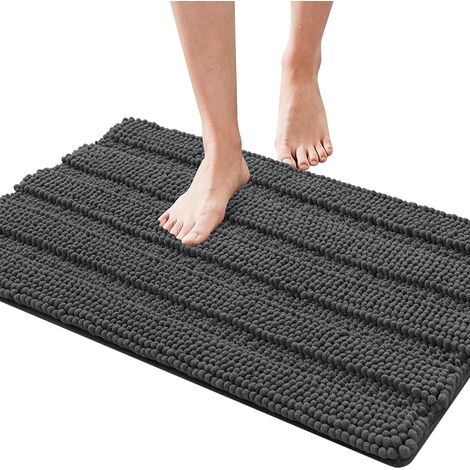 Tappetino da bagno morbido, confortevole e antiscivolo — Lavabile in lavatrice, assorbente e a rapida asciugatura mantiene il bagno pulito e in ordine (Grigio) (1/4)