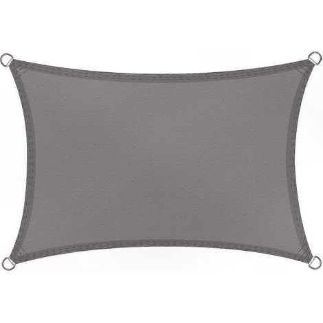 Voile d'ombrage rectangulaire 3x2m, toile PES déperlante gris anthracite, auvent extérieur imperméable (1/4)