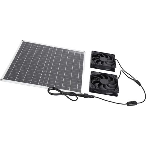 Extracteur d'air solaire double haute efficacité panneau monocristallin étanche IP65 3000 tr/min avec interrupteur (1/5)