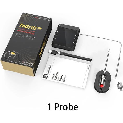 (1 sonde) Sonde de thermomètre alimentaire, rechargeable par Wi-Fi, télécommande sans fil pour la cuisson et le grillage de la viande (1/5)
