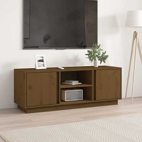 vidaXL Meuble TV Marron miel 110x35x40,5 cm Bois de pin massif (1/5)
