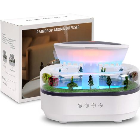 Humidificateur à effet pluie nuageuse, humidificateur sonore à 7 couleurs de pluie, diffuseur d'huiles essentielles micro paysage de 250 ml, lumière de pluie silencieuse, minuterie, arrêt automatique (1/5)