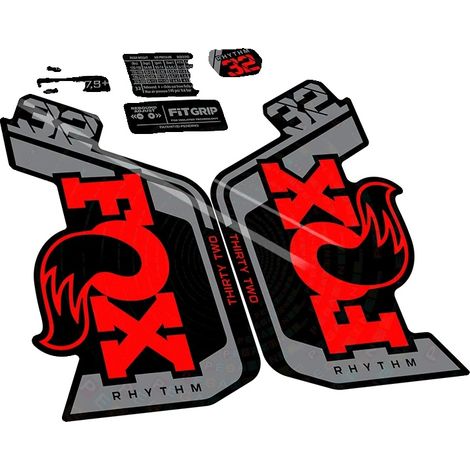 Pegatinas compatibles con la horquilla Fox 32 Rhythm, vinilo de alta calidad, rojo fluorescente. (1/2)