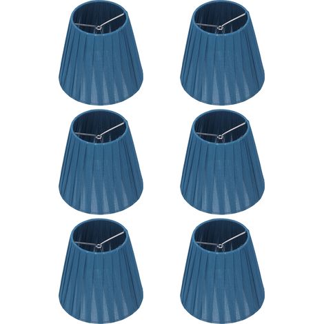 Schlichte, moderne blaue Stofflampenschirme, 6er-Set für Klemm-Kronleuchter und Wandlampen (1/5)
