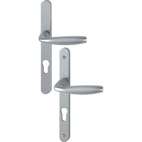 Ensemble sur plaque étroite de 24 mm ligne New York clé I carré 7 entraxe 70 pour porte 58-67 mm aspect inox F9 - HOPPE (1/2)