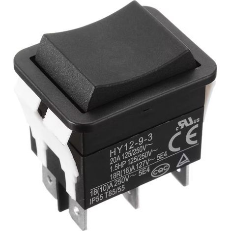 Interruttore a bilanciere HY12-9-3, interruttore a bilanciere ad arco a 6 poli, 125/250 V, 18/20 A, qualità industriale, KODU Electrical Components (1/5)