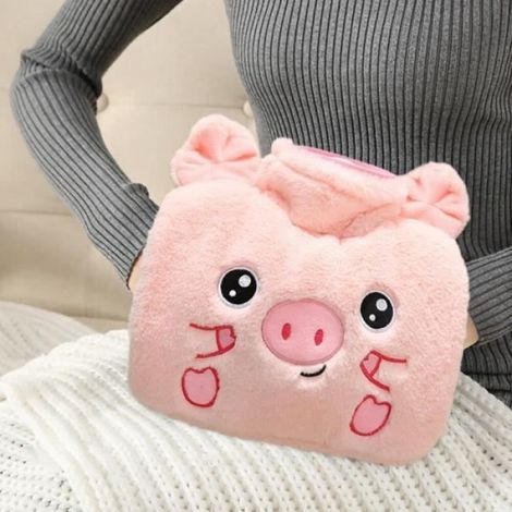 Bouillotte avec Housse, Bouillotte Regles Douloureuses, 1250 Ml Bouillotte avec Veste en Peluche Douce, Sac Deau Chaude (1/4)