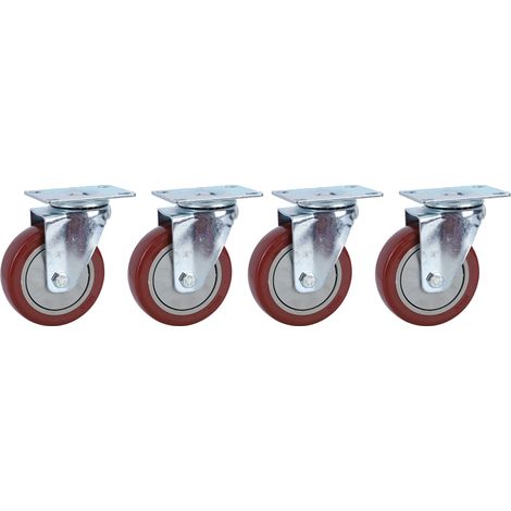 4 roulettes, plaques pivotantes, roues robustes en polyuréthane, 4 pouces. (1/5)