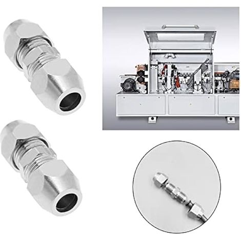 VGOL Lot de 2 raccords droits à double virole de 6 mm en cuivre plaqué nickel pour tuyau de climatisation (1/5)
