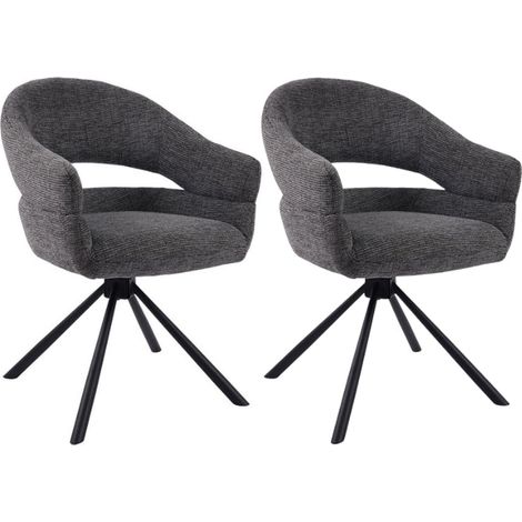 Lot 2 fauteuils table à manger tournant tissu gris MOVY Casita (1/2)