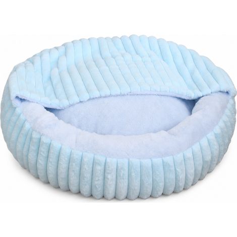 Panier Douillet avec Couverture Intégrée pour Chiens et Chats, Bleu Clair (1/5)