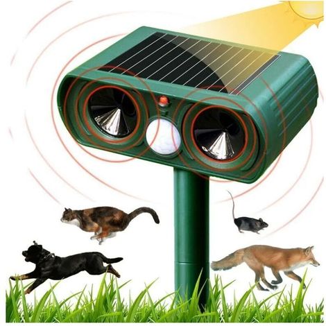 Solarbetriebenes Ultraschall-Katzenabwehrgerät, wasserdicht, bewegungsmelderisch, blitzgeschützt für Haustiere