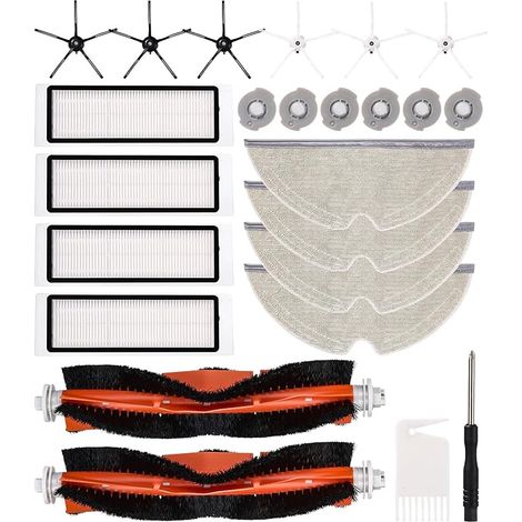 Accessoires de rechange 24 pièces pour aspirateur Xiaomi Roborock S5 max S6 Pure S6 maxV Kit d'accessoires brosses principales,brosse latérale,filtre HEPA,lingette,noyaux filtrant,outils de nettoyage (1/4)