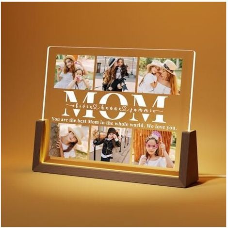 Personalisierter Fotorahmen als Geschenk für die Mutter – Personalisierte Lampe mit Foto – Geschenkidee zum Muttertag – Muttertagsgeschenk (anpassbare Fotos, 6 Fotos) … DEBUNS (1/3)