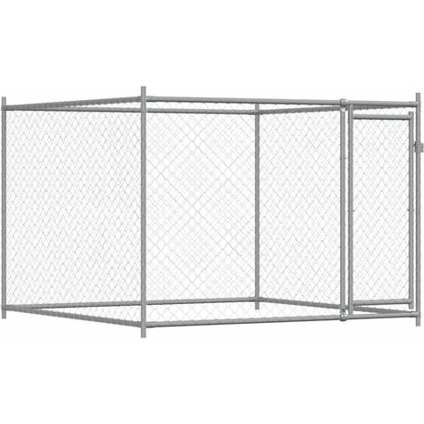 Gabbia per cani con porta 2 x 2 x 1,5 m acciaio zincato grigio 020041618